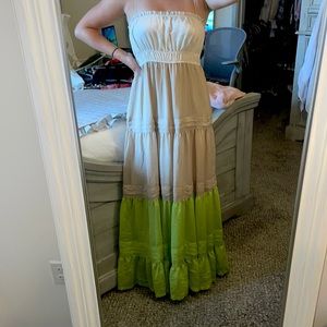 Anthropologie dress, size medium, worn once, Cream, beige, green